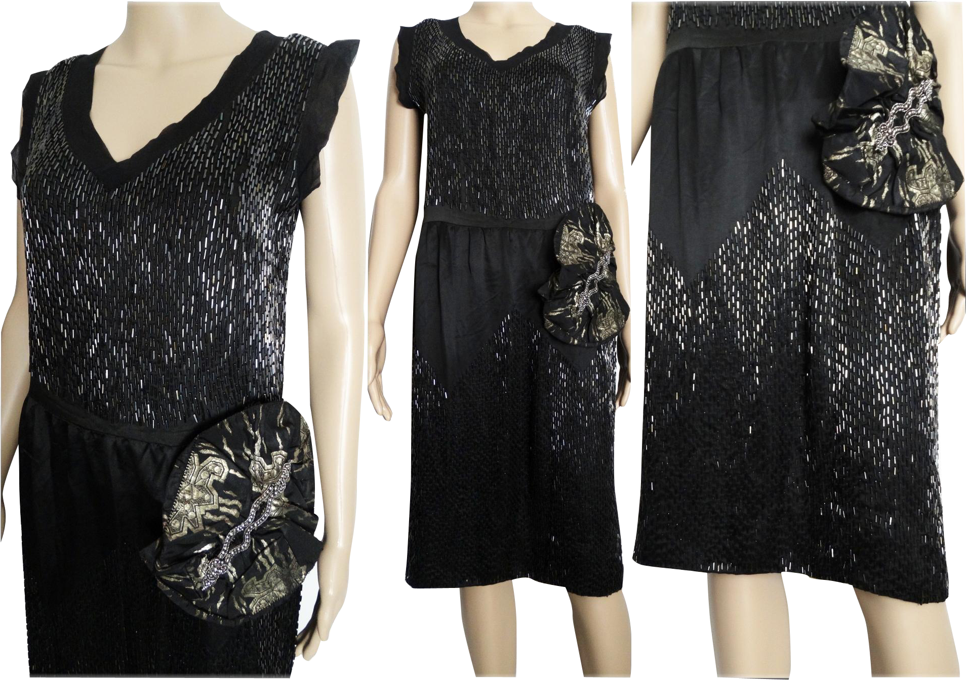 Vintage 1920s Dress // Hand Beaded //flapper Dress//roaring - Little Black Dress Clipart (1907x1907), Png Download