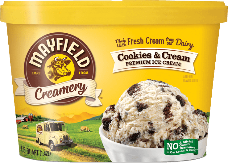 Cookies & Cream - Mayfield Ice Cream Blueberry Cream Pie Clipart (739x528), Png Download
