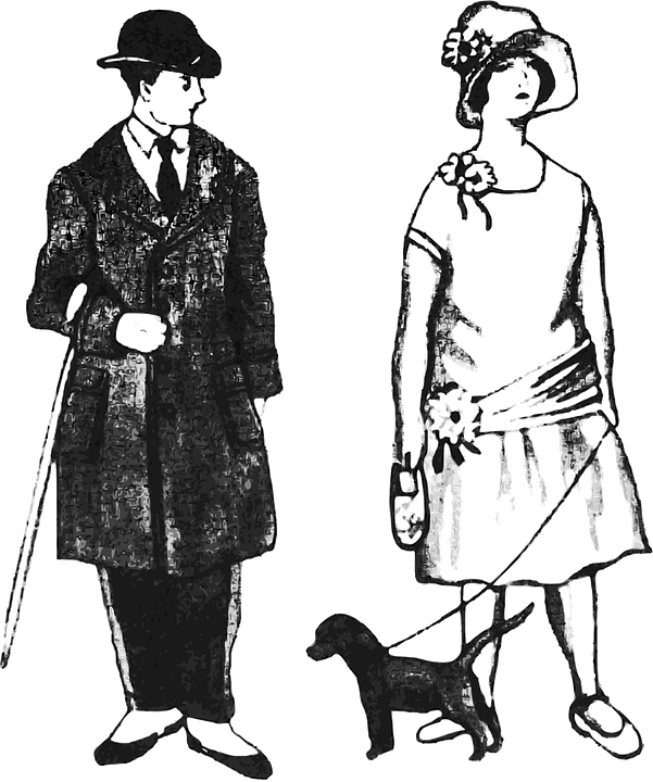 Casal, Fashion, 1920, Dog, Girl, Boy - Fashion In 1920 Clipart (601x720), Png Download