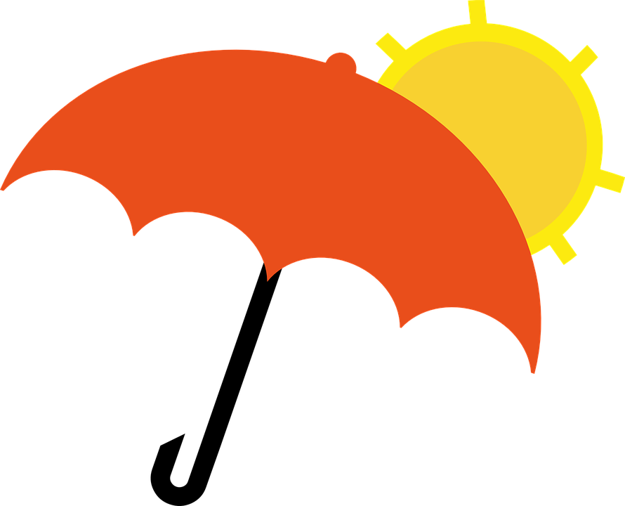 Umbrella Orange Drops Yellow Time Sun Downpour - Rain Umbrella Clipart - Png Download (890x720), Png Download