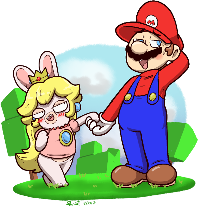 So I Like The Rabbids Game I Love Rabbid Peach Is This - Rabbid Peach And Mario Clipart (636x661), Png Download