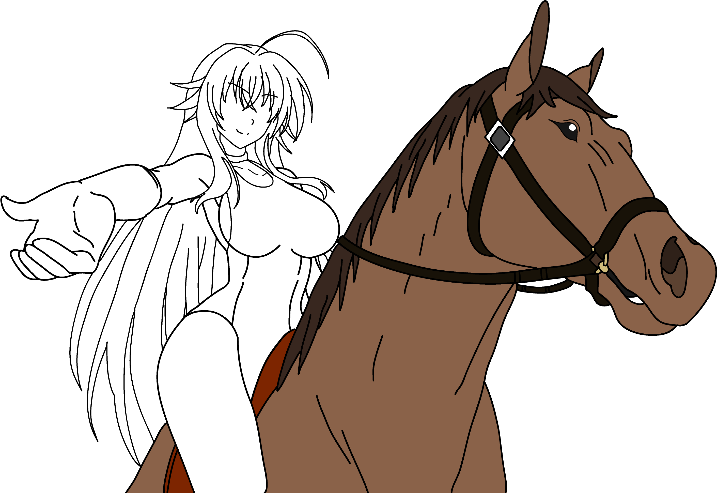 [wip] Rias Riding A Horse - Sorrel Clipart (4286x2680), Png Download