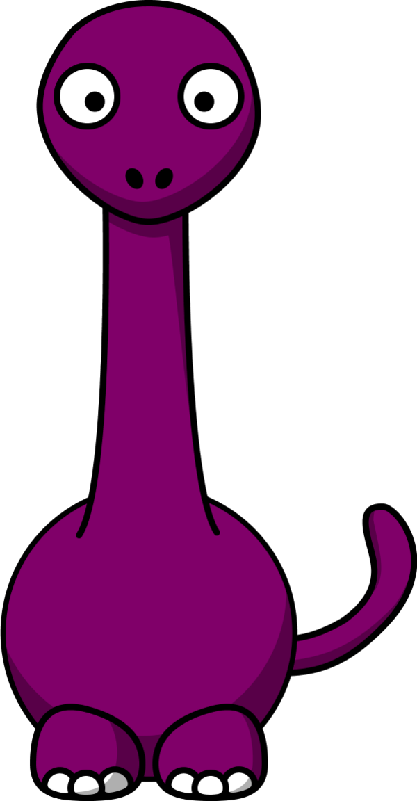 Dinosaur Cartoon Long Neck - Pink Cartoon Dinosaur Clipart (600x1152), Png Download
