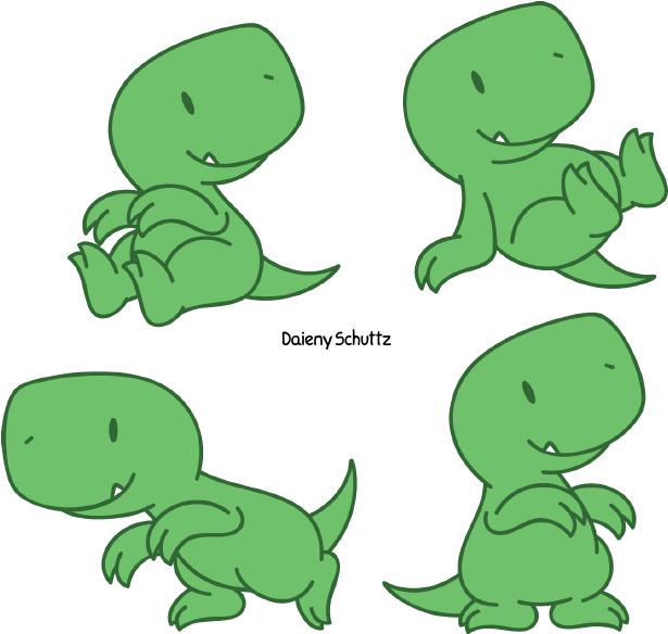 Green Drawing Dinosaur - Chibi Dinosaur Clipart (686x623), Png Download