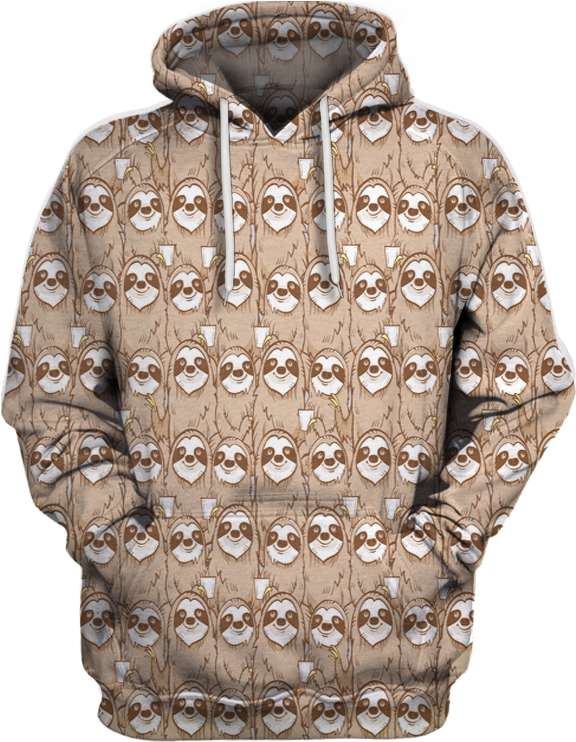 3d All Over Print Funny Sloth Face Shirt - Hoodie Clipart (700x741), Png Download