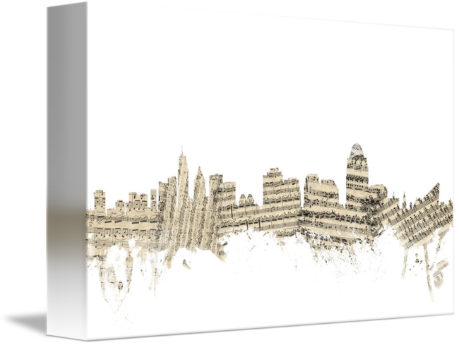 Cincinnati Ohio Skyline - Art Clipart (650x489), Png Download
