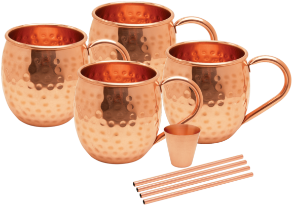 Set Of 4 100% Pure Copper Moscow Mule Mugs 16 Oz Shot - Mug Clipart (640x640), Png Download