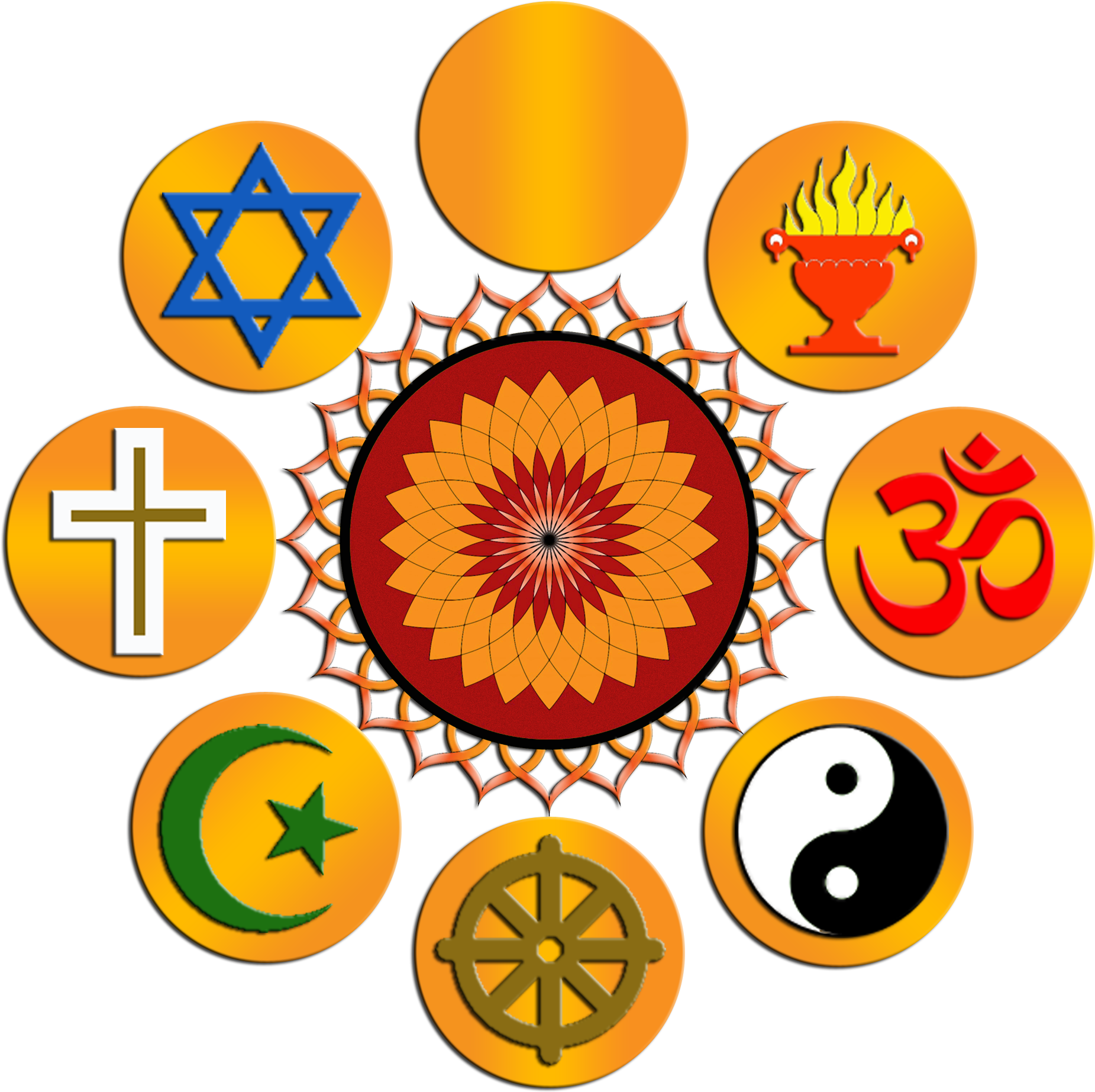 6 - - Circle Of All Religions Clipart (2376x2376), Png Download