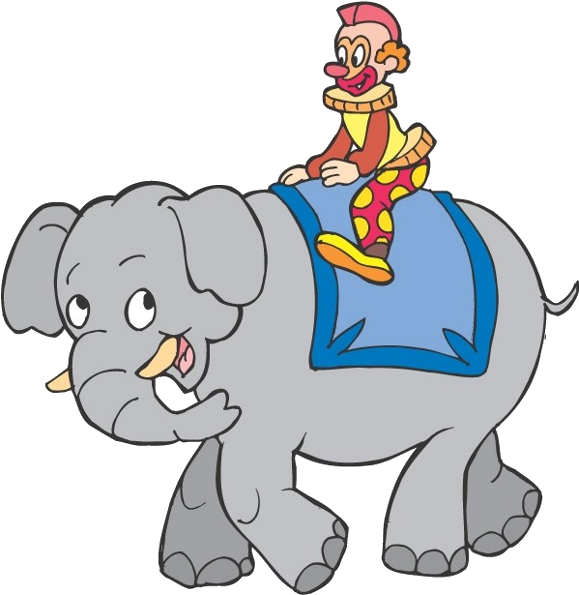 Funny Circus And Clown Pintura Sobre Tela - Circus Elephant Cartoon Painting Clipart (600x600), Png Download