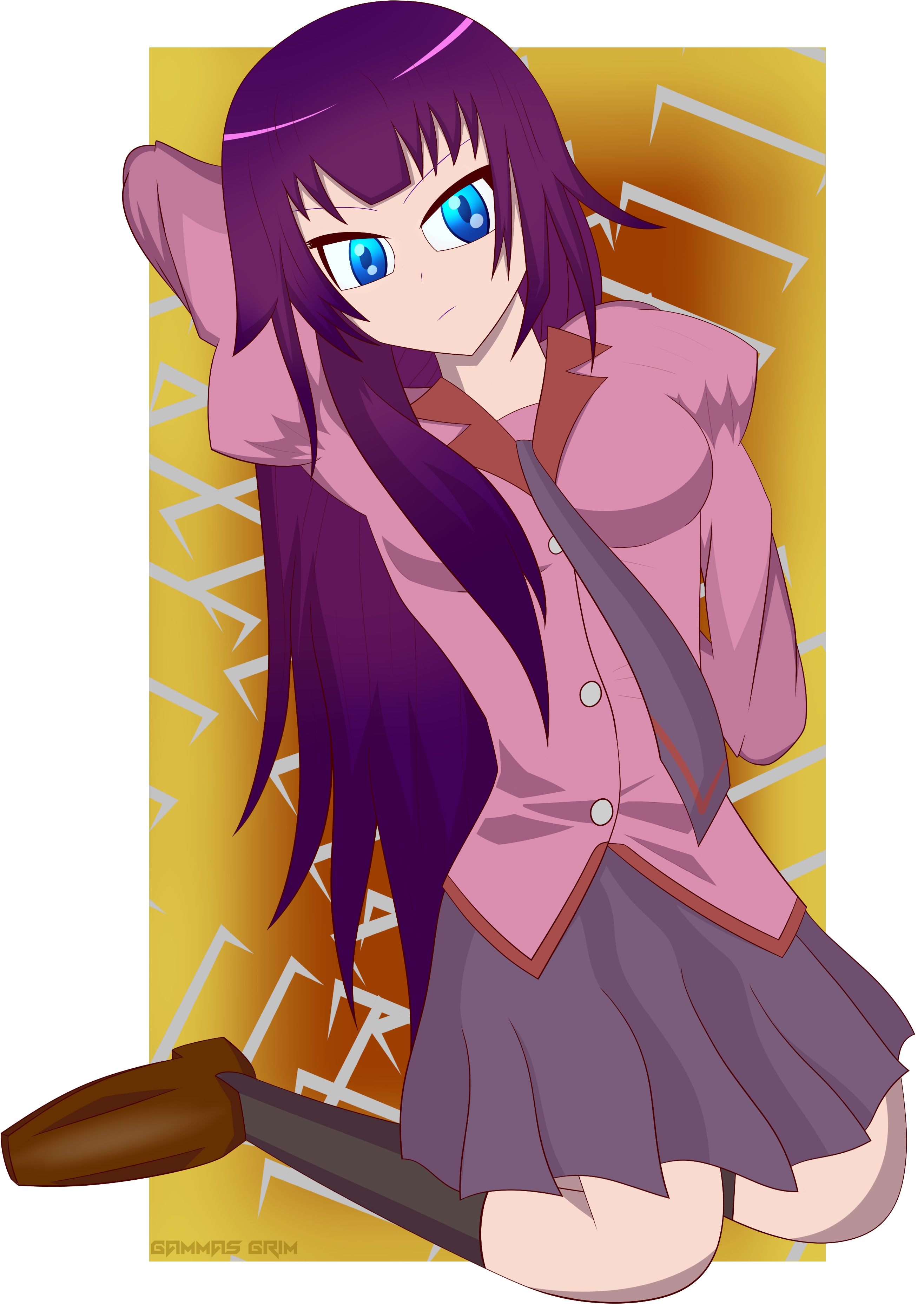 Fanart[oc] Drew Hitagi Senjogahara - Cartoon Clipart (4000x4000), Png Download