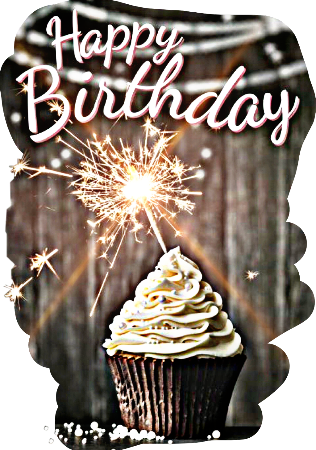 #happy #birthday #happybirthday #cupcake #candle #sparkler - Birthday Clipart (1024x1458), Png Download