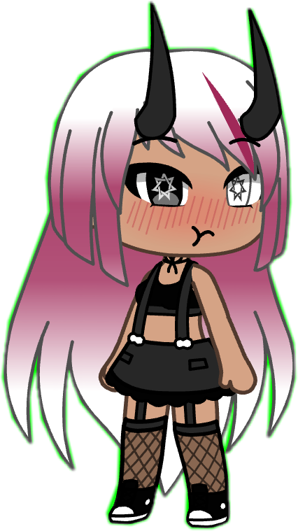 #gacha #gachalife #life #pink #mad #staring #help #biting - Cartoon Clipart (426x759), Png Download