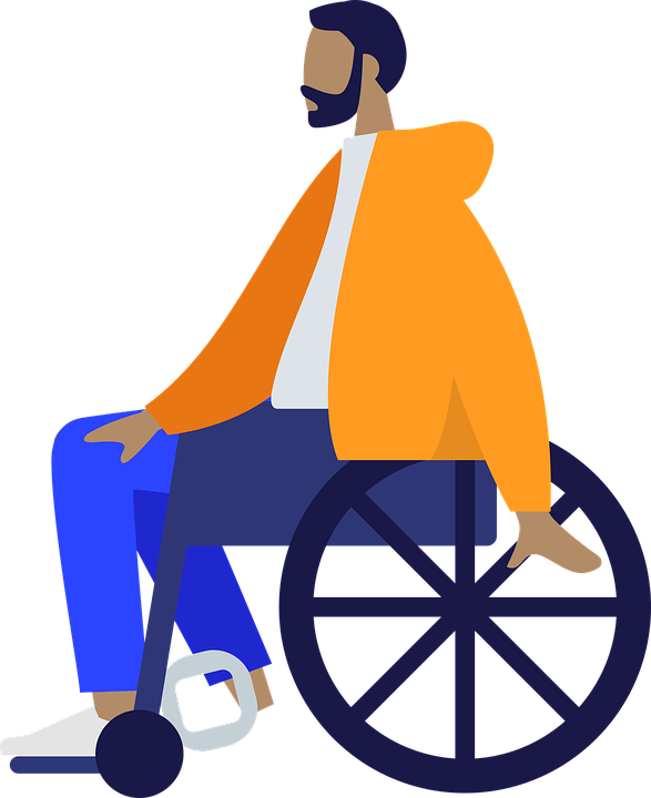 Humans People Wheelchair Community Person Man - Wheel And Axle Clipart - Png Download (587x720), Png Download