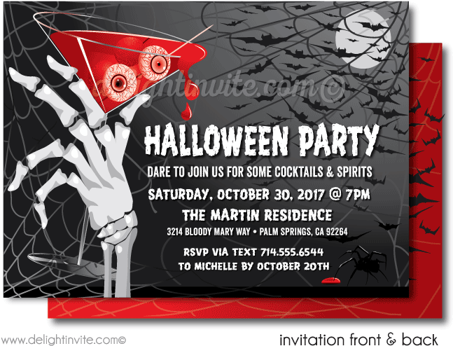 Halloween Cocktail Party Invitations For Adults, Halloween - Poster Clipart (656x530), Png Download