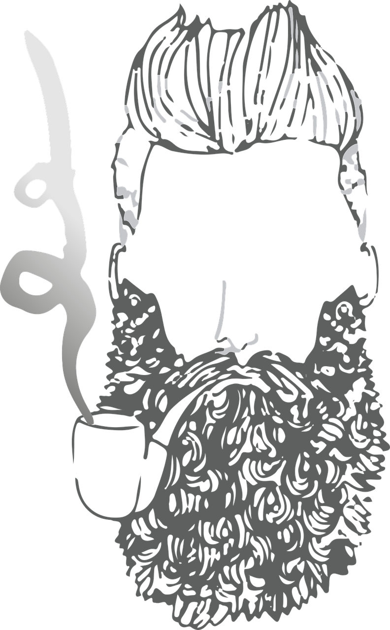 Beard,pipe,line-art,free Vector Graphics,free Pictures, - Beard Line Art Clipart (792x1280), Png Download
