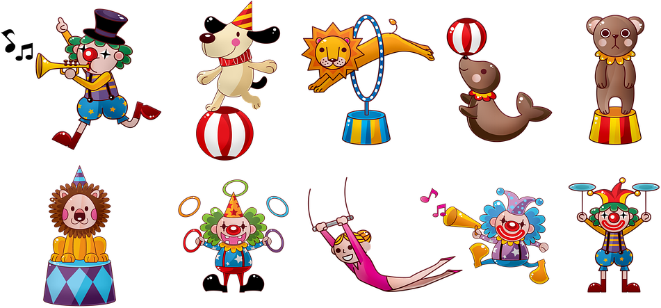 Circus Clowns Carnival Fair Fun Amusement Laugh - Carnival Circus Clipart (960x445), Png Download