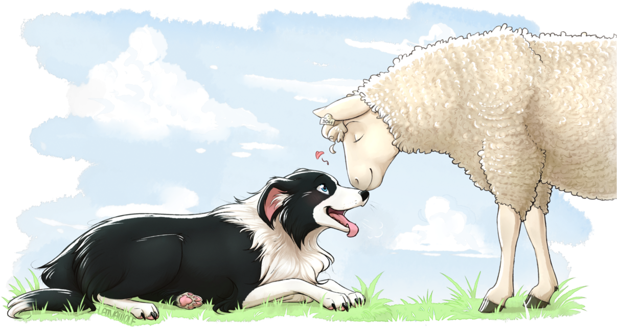 Border Collie Art - Dog Yawns Clipart (1207x661), Png Download