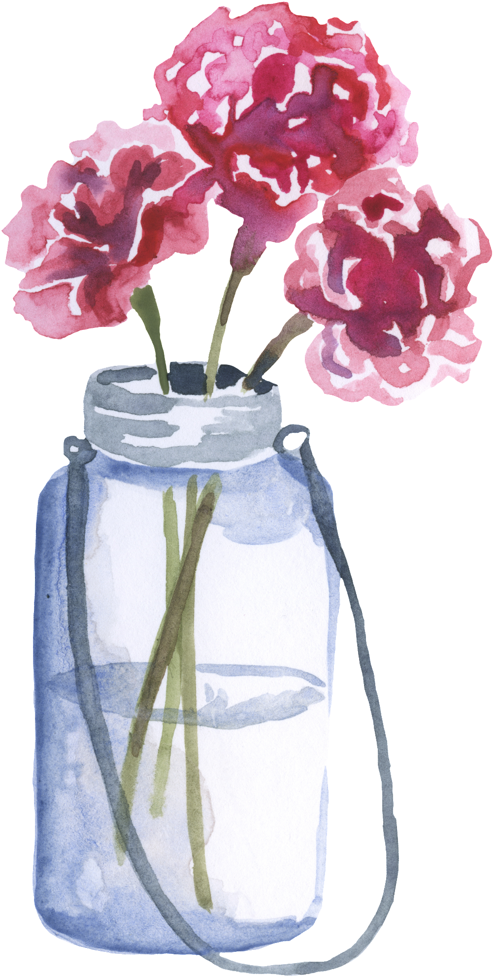 Purple Flower Arrangement Transparent Decorative - Vase Of Flowers Watercolor Clipart (1007x1984), Png Download