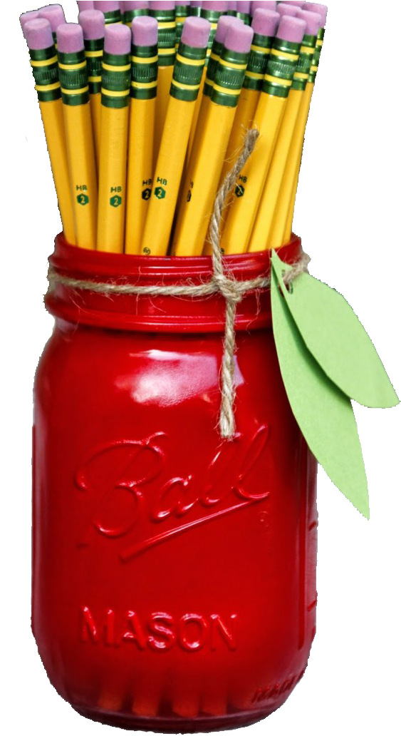 Mason Jar Apple Pencil Holder - القلم لك اكتب عني شي Clipart (700x1051), Png Download