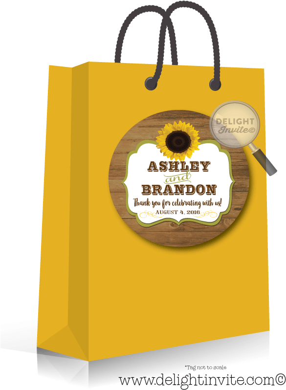 Rustic Sunflower Mason Jar Wedding Sticker Tags - Birthday Goodie Bag Card Clipart (613x822), Png Download