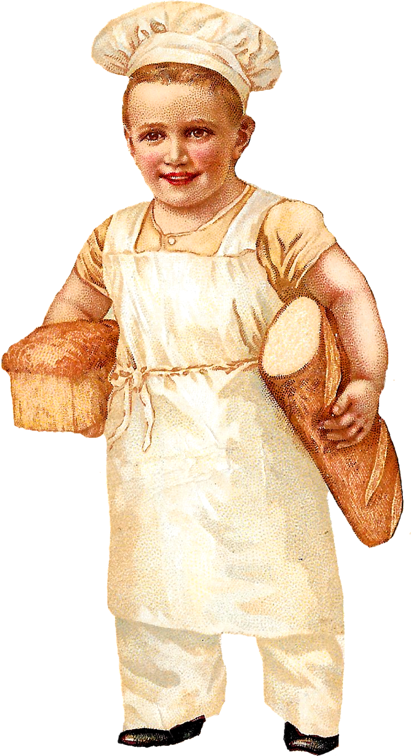 Bread Baker Baking Boy Image Vintage Illustration Clipart - Baking Clipart Boy - Png Download (813x1496), Png Download