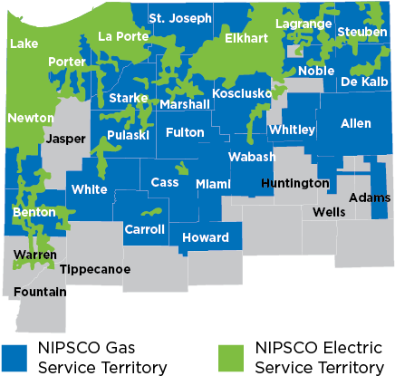 Indiana Service Territory With Counties - Map Clipart (846x426), Png Download