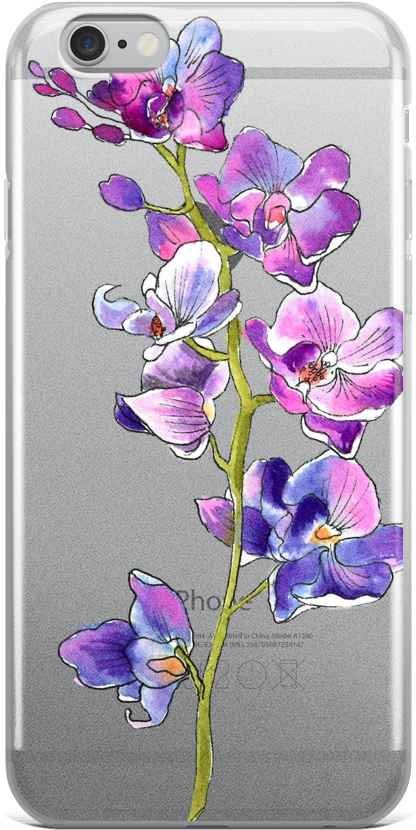 Purple Orchid Stem Iphone Case - Mobile Phone Case Clipart (1000x1000), Png Download
