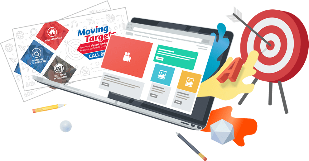 High Roi Print And Digital Marketing - Moving Targets Clipart (1000x516), Png Download