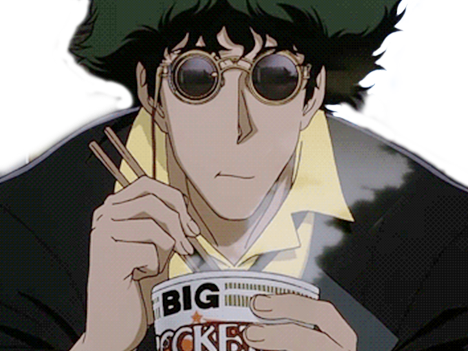 Sticker Kikoojap Cowboy Bebop Spike Ok Perplexe Reflexion - Halberd No Shame In My Game Clipart (680x510), Png Download
