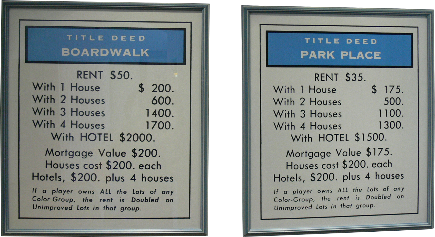 Monopoly "boardwalk" And "park Place" Posters On Chairish - Commemorative Plaque Clipart (2048x1536), Png Download