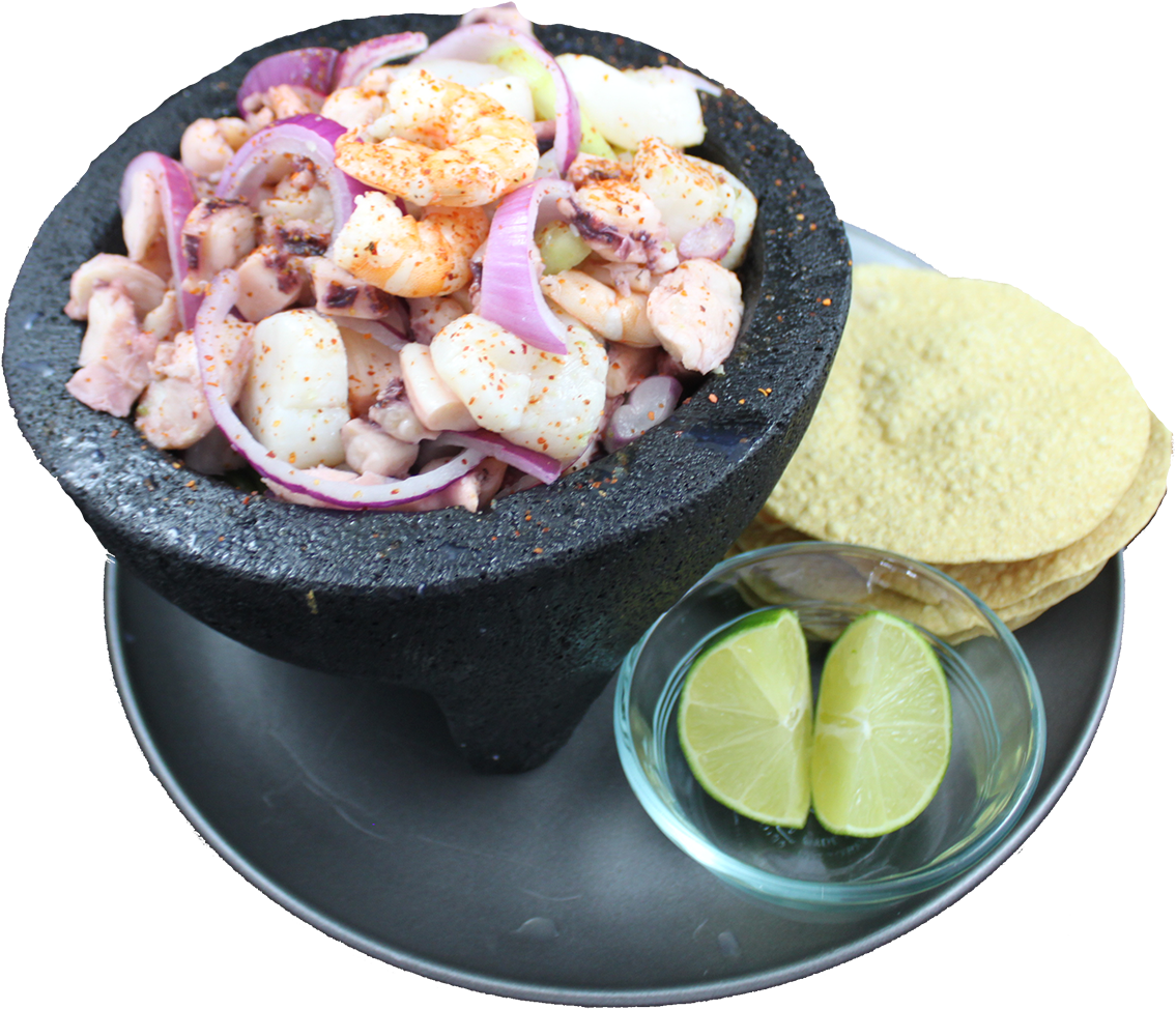 Aguachiles Molcajete Png , Png Download - Molcajete Mariscos Png Clipart (1135x974), Png Download
