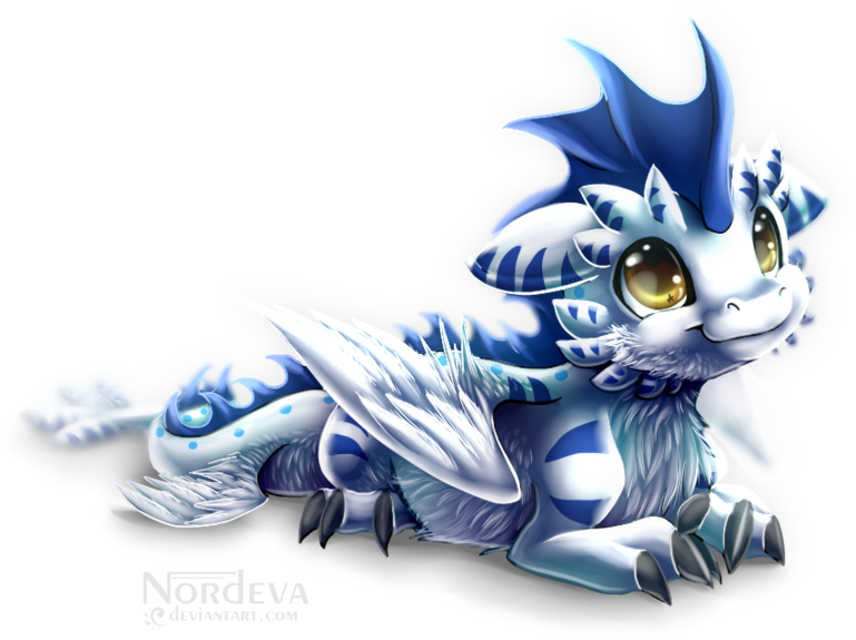 Ice Dragon Png Pic - Blue And White Baby Dragon Clipart (900x686), Png Download