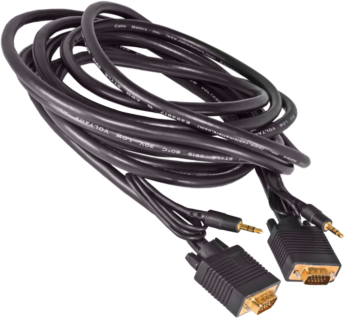 Vga To Vga W/ Aux Cables - Usb Cable Clipart (800x800), Png Download