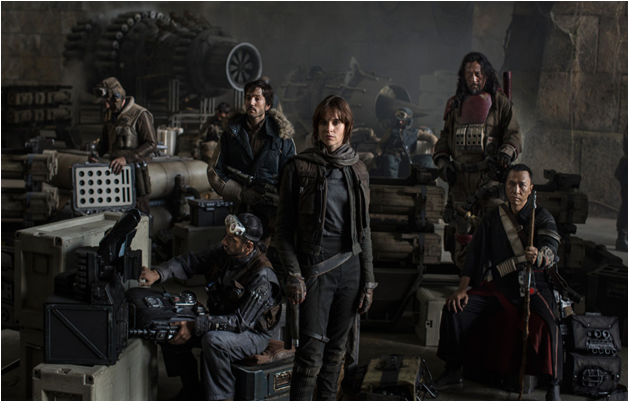 Jyn Erso, Cassian Andor, Bodhi Rook, Chirrut Imwe And - Star Wars Movie Rebels Clipart (800x400), Png Download