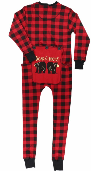 Plaid Bear Cheeks Adult Flapjack Pajamas-l - Pajamas Clipart (600x600), Png Download