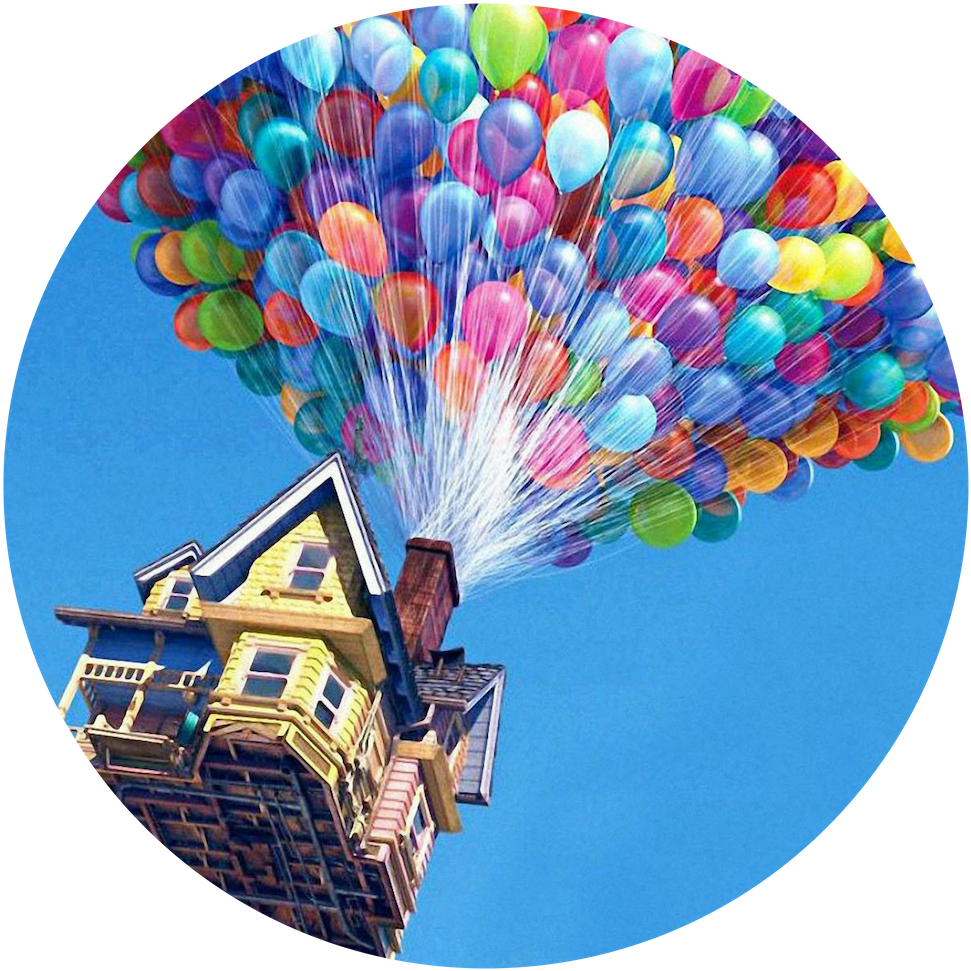 Join Us For Hot Buttery Popcorn And A Showing Of The - House From Up Flying Clipart (1080x1080), Png Download