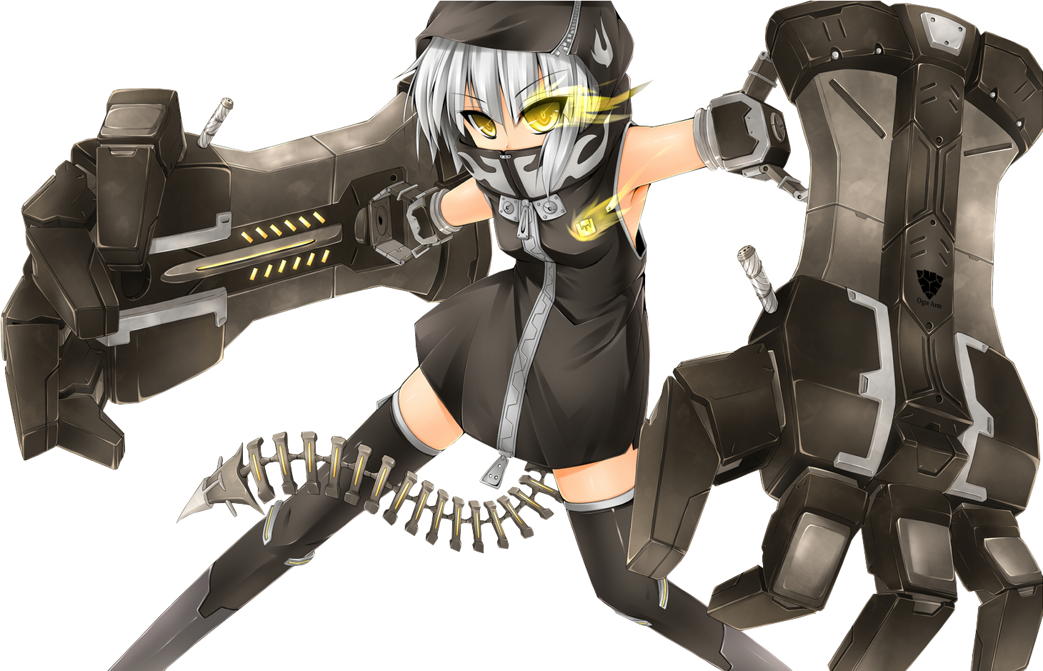 Or Like This From Black Rock Shooter - Black Rock Shooter Strength Anime Clipart (1500x938), Png Download
