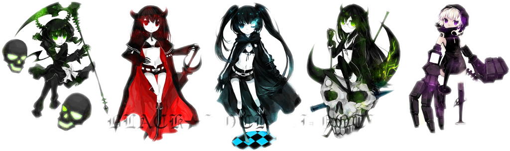 #black Rock Shooter #black #rock #shooter #anime #kawaii - Black Rock Shooter Girls Clipart (1024x303), Png Download