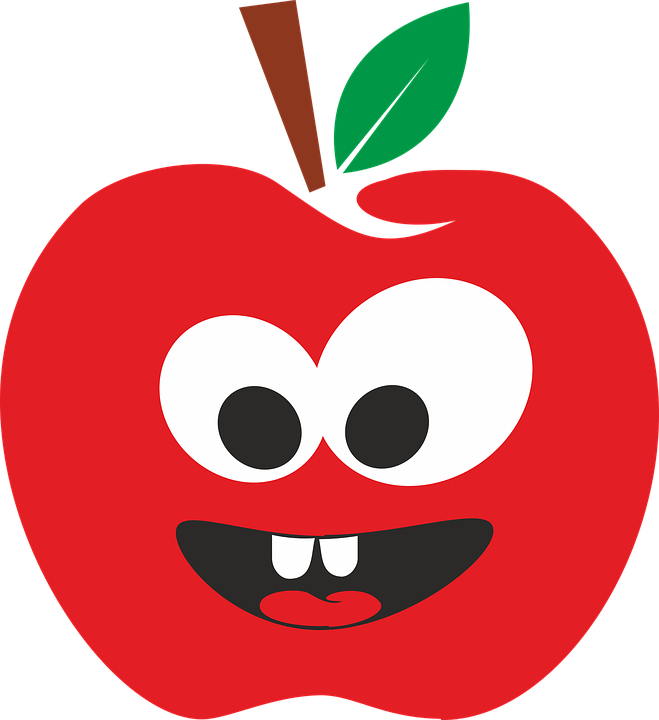 Apple Smile Children's Smiling Harvest Autumn Red - Gambar Kartun 5 Buah Apel Clipart (659x720), Png Download