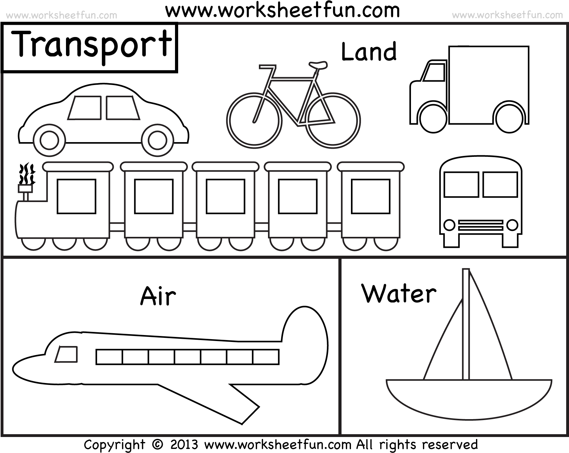 Transportation Coloring Pages 4 Vehicle Printable Cars ...