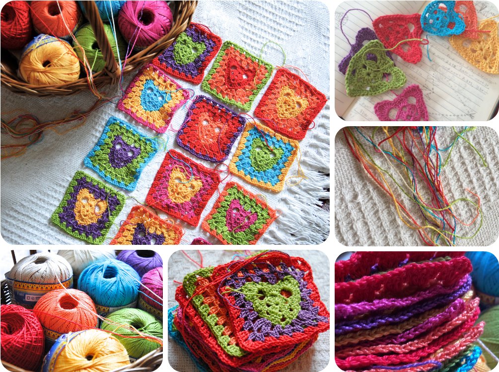 A Colourful Heart Granny Square Blanket - Crochet Clipart (1024x768), Png Download