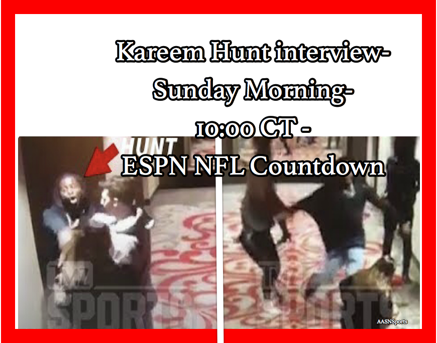 Aasn Sports - Kareem Hunt Kicks Woman Clipart (870x684), Png Download