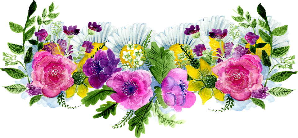 Flower Decoration Watercolor Frame Decorative - Flores Acuarela Png Marco Clipart (960x445), Png Download