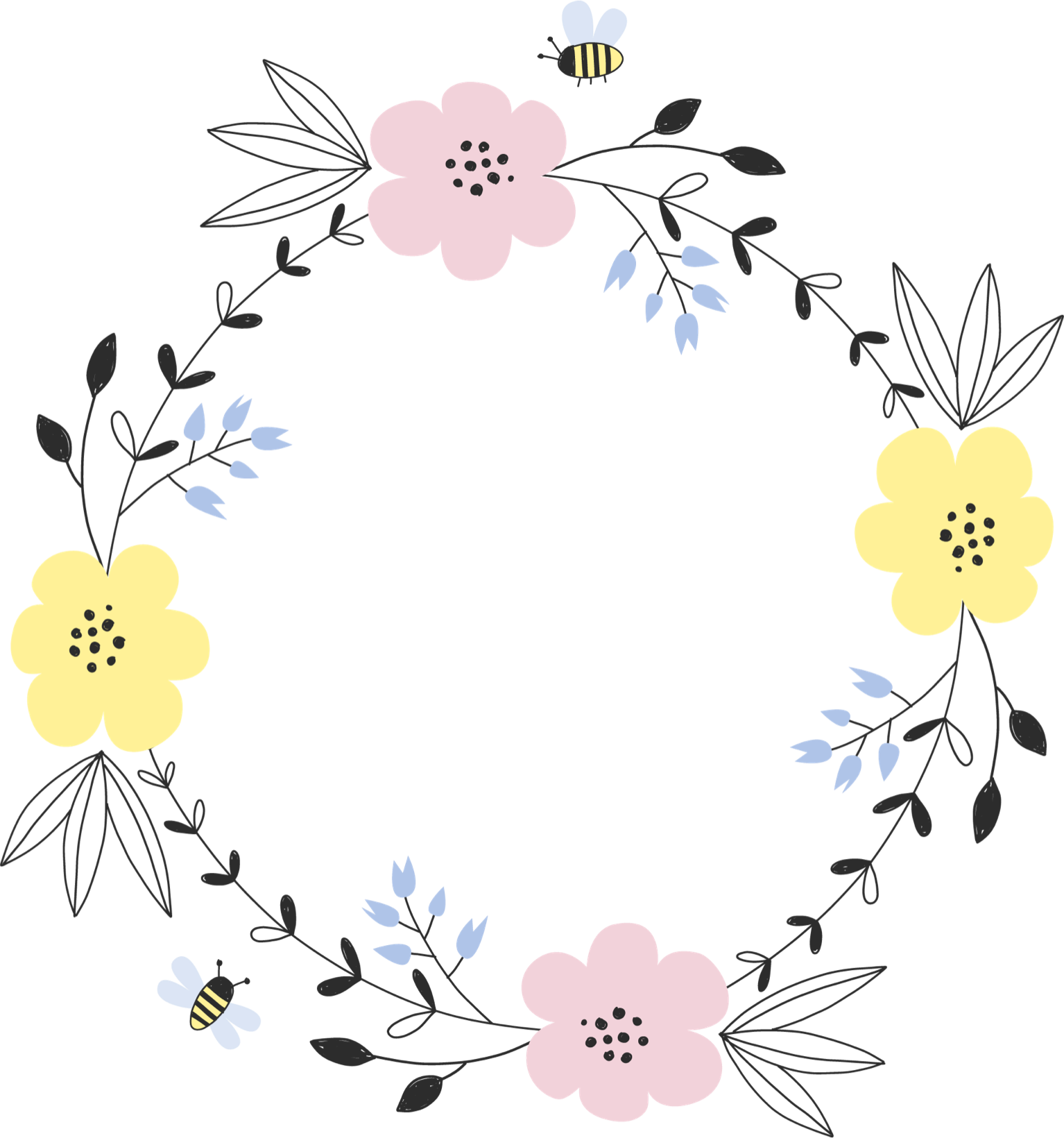 Frame Flower Flowers Bee Watercolor Ftestickers Sticker - First Day Of April Clipart (1534x1640), Png Download