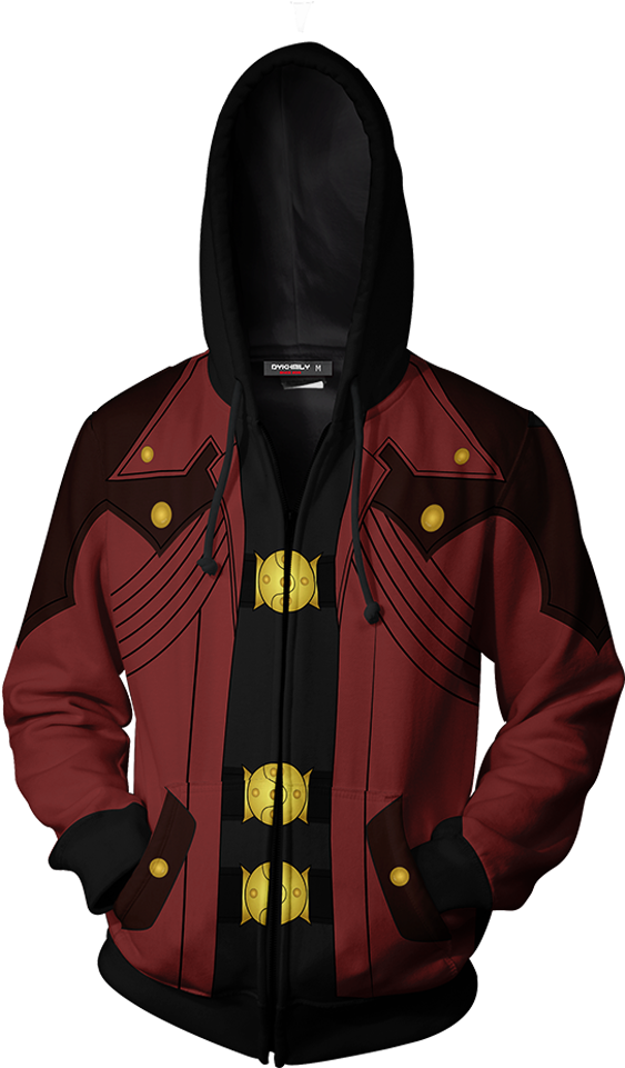 Dante Devil May Cry Cosplay Zip Up Hoodie Jacket - Devil May Cry Dante Hoodie Clipart (563x961), Png Download