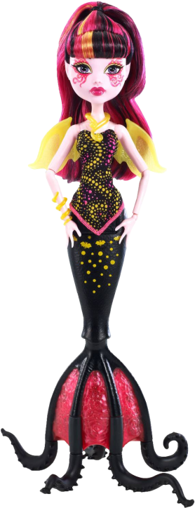 Great Scarier Reef Glowsome Ghoulfish Draculaura Doll - Monster High Great Scarrier Reef Dolls Clipart (411x750), Png Download