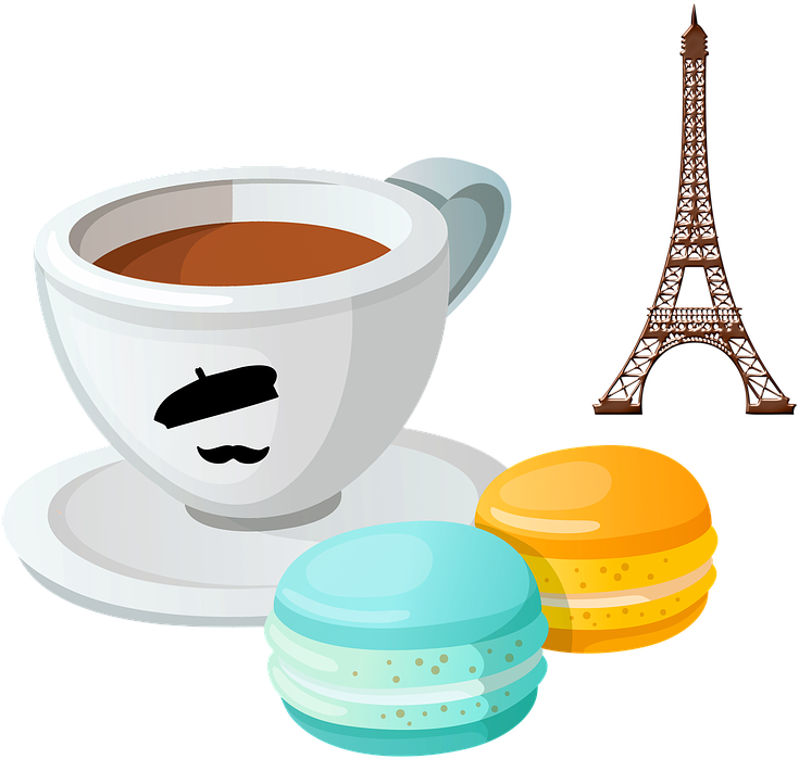 French Coffee Macarons Macaroons Dessert Sweets - Teacup Clipart (750x720), Png Download