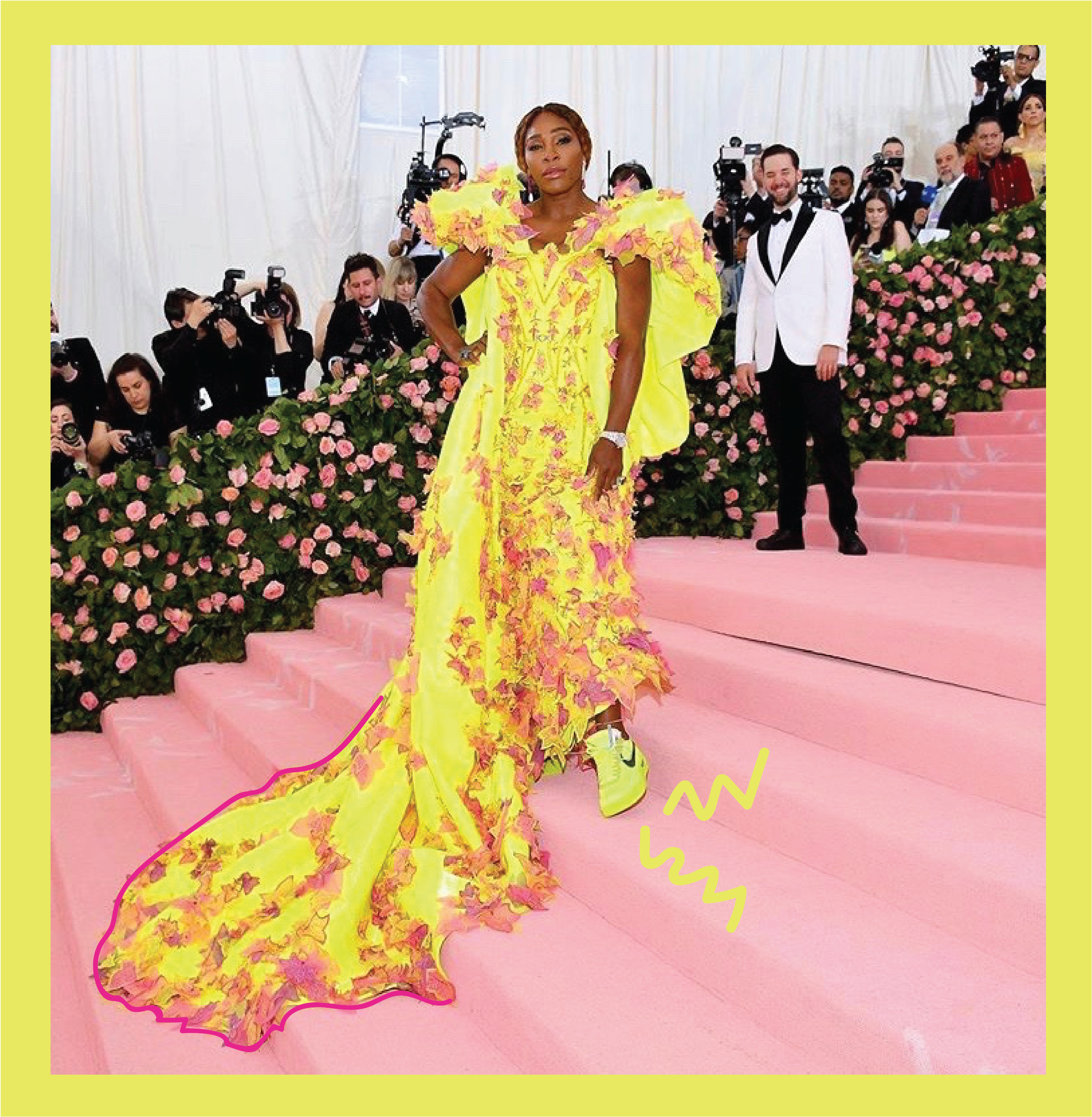 Co Chair Serena Williams Opted For A Neon Yellow Look, - Met Gala Clipart (2551x3300), Png Download