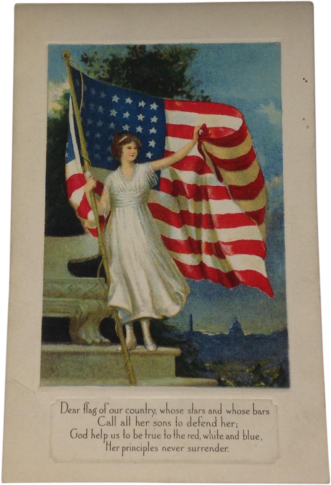 Unused Patriotic Postcard American Flag - High Resolution Vintage Patriotic Clipart (1566x1566), Png Download