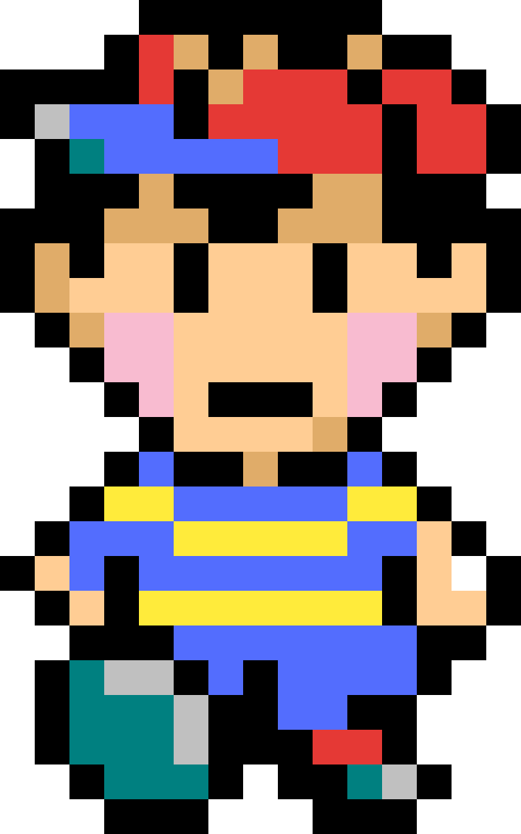 Ness - Earthbound Ness Pixel Art Clipart (750x1200), Png Download